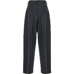 Grey Wide Pants with Pences in Wool Man