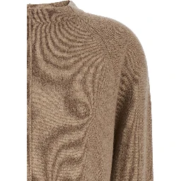 Toldim Beige Crewneck Sweater with Middle Stitch Detail in Cashmere Woman