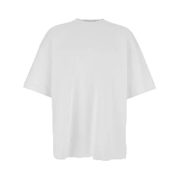 White T-shirt with Tone-on-Tone Logo Embroidered on the Front in Cotton Man