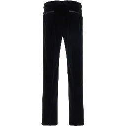 Black Pants with Belt Loops in Velvet Stretch Man