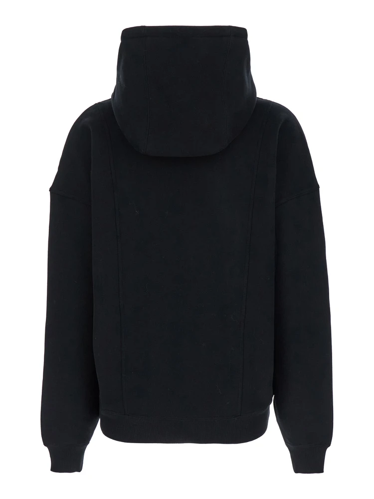 Black Hoodie with Kangaroo Pocket and Logo Lettering in Cotton Woman alternative