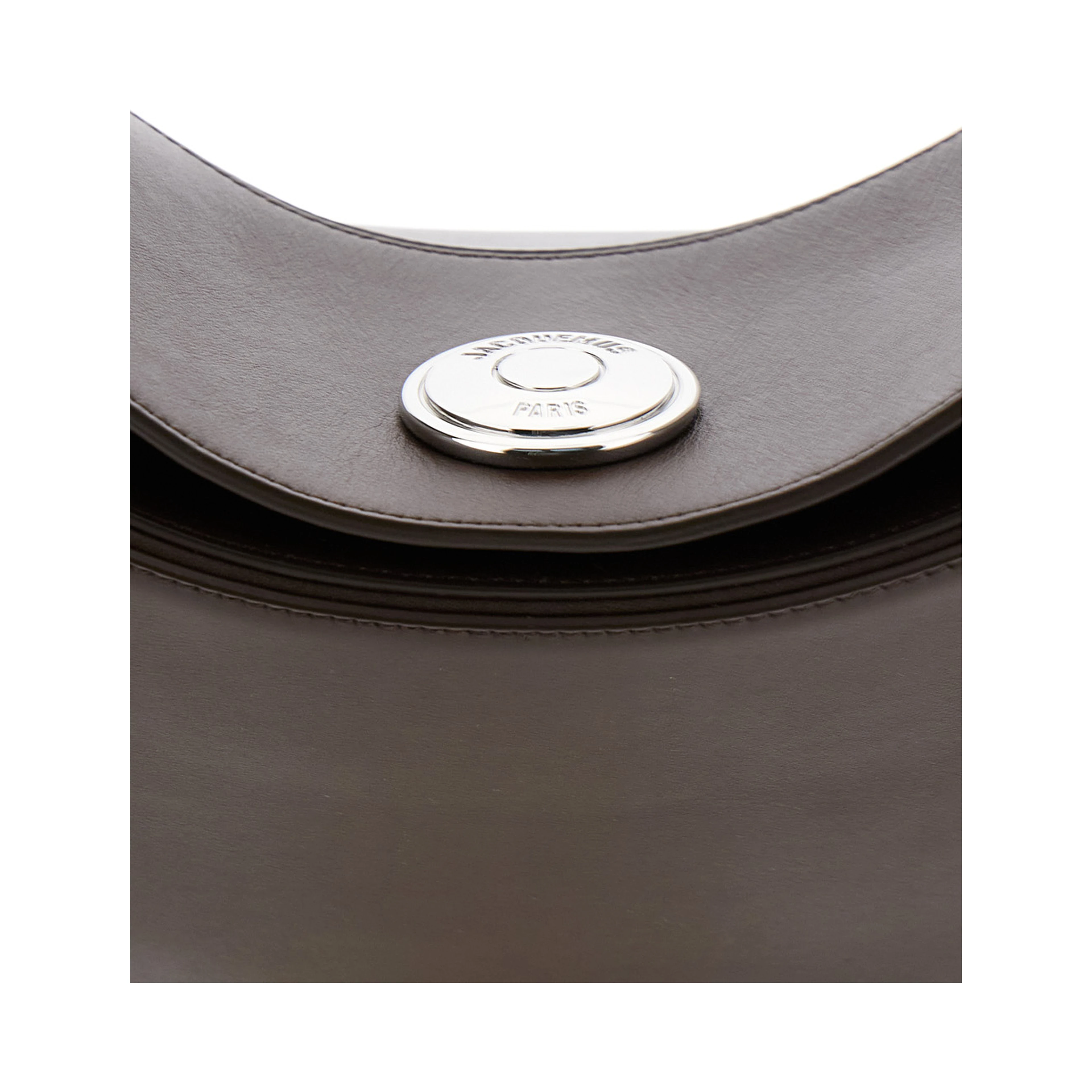 Le Calisso Rond Large Brown Shoulder Bag with Adjustable Strap and Embossed Logo in Leather Woman