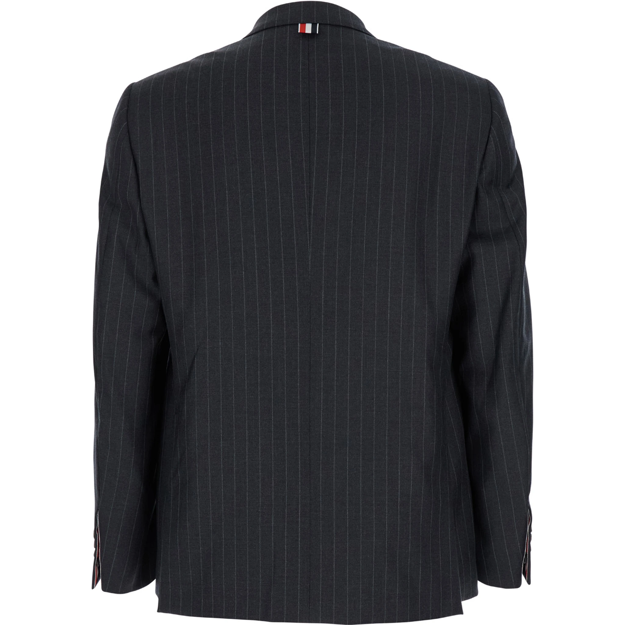 Grey Pinstripe Single-Breasted Jacket in Wool Man