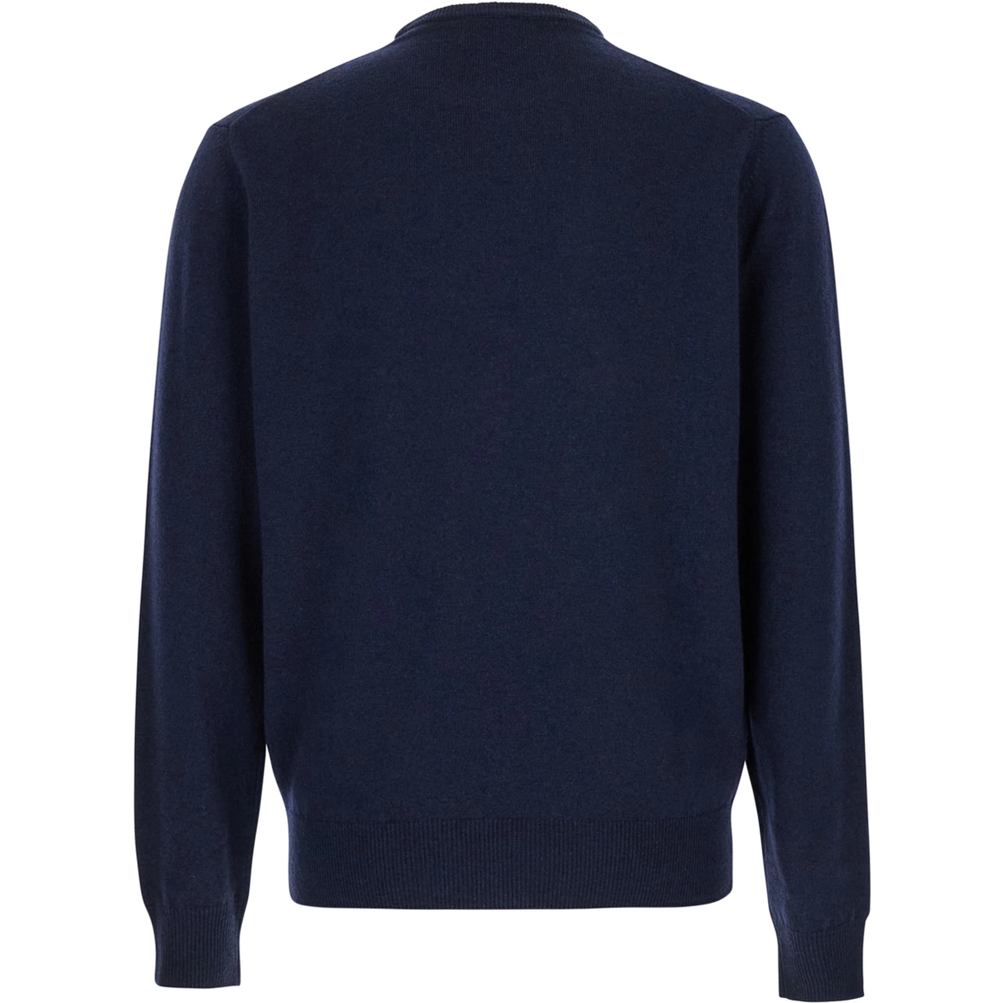 Blue Crewneck Sweater in Merino Wool and Silk Blend Man