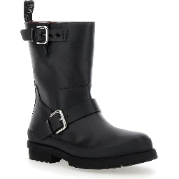 Trace Black Ankle Boots with Buckle in Tech Fabric Woman