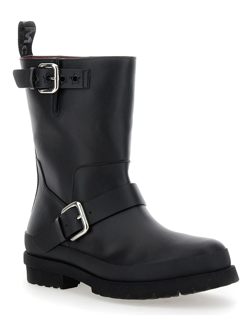 Trace Black Ankle Boots with Buckle in Tech Fabric Woman
