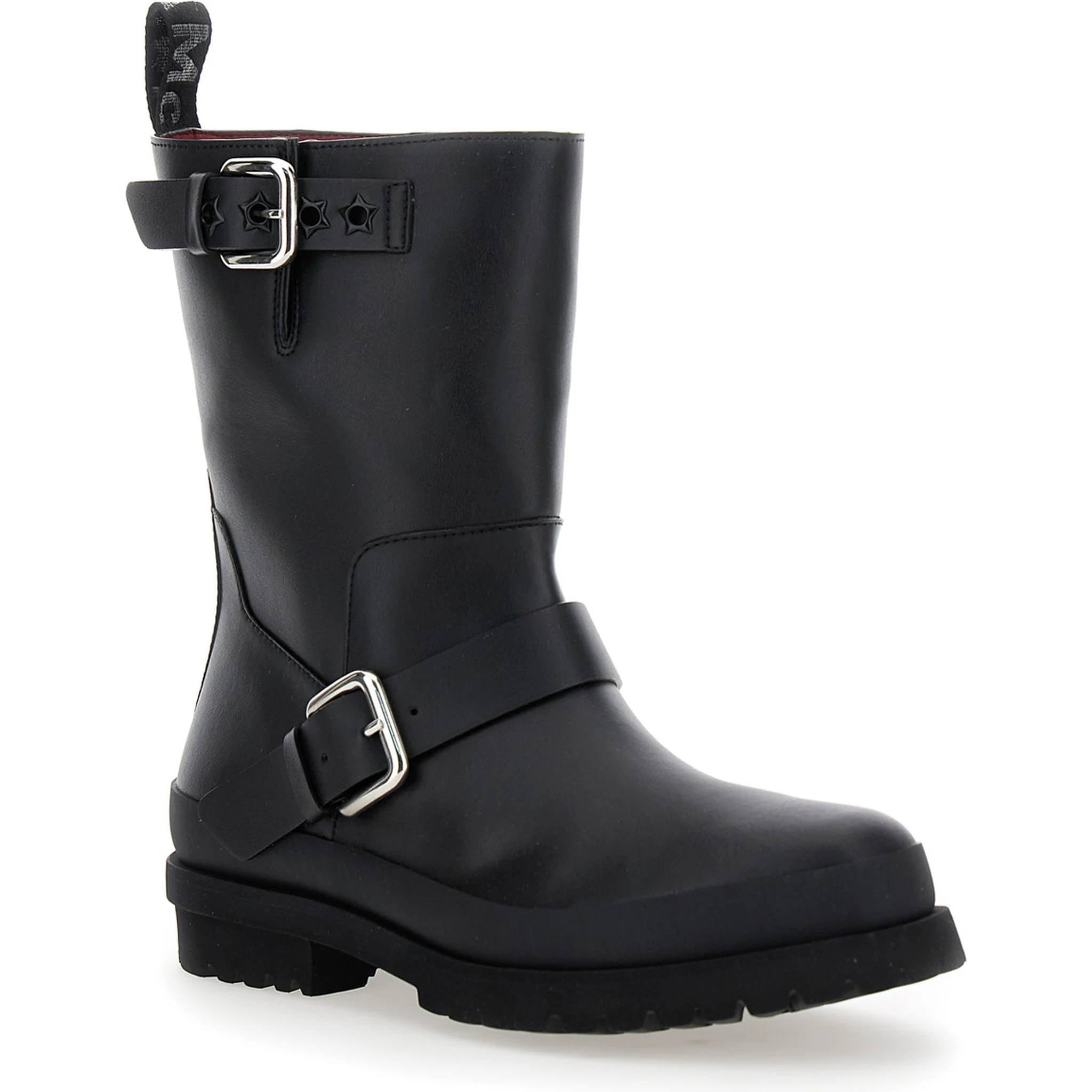 Trace Black Ankle Boots with Buckle in Tech Fabric Woman