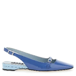 Ninon Blue Slingback Ballet Shoes in Leather Woman
