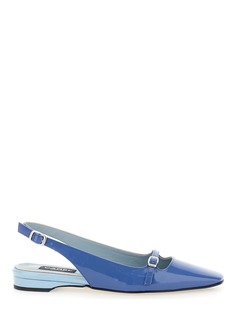 Ninon Blue Slingback Ballet Shoes in Leather Woman