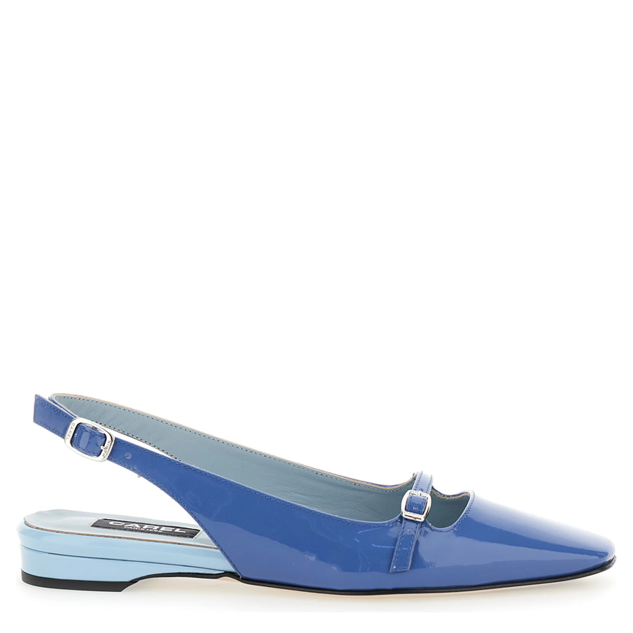 Ninon Blue Slingback Ballet Shoes in Leather Woman