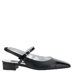 Oceano Black Slingback Ballet Shoes in Leather Woman