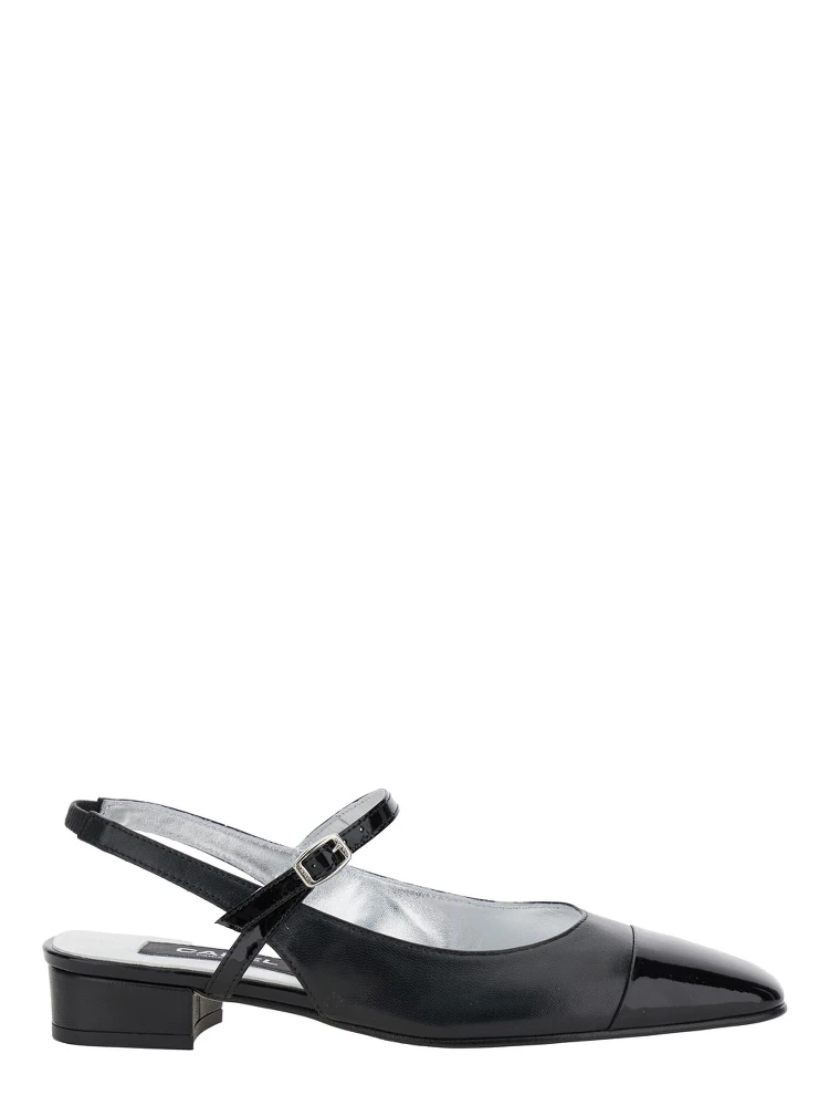 Oceano Black Slingback Ballet Shoes in Leather Woman