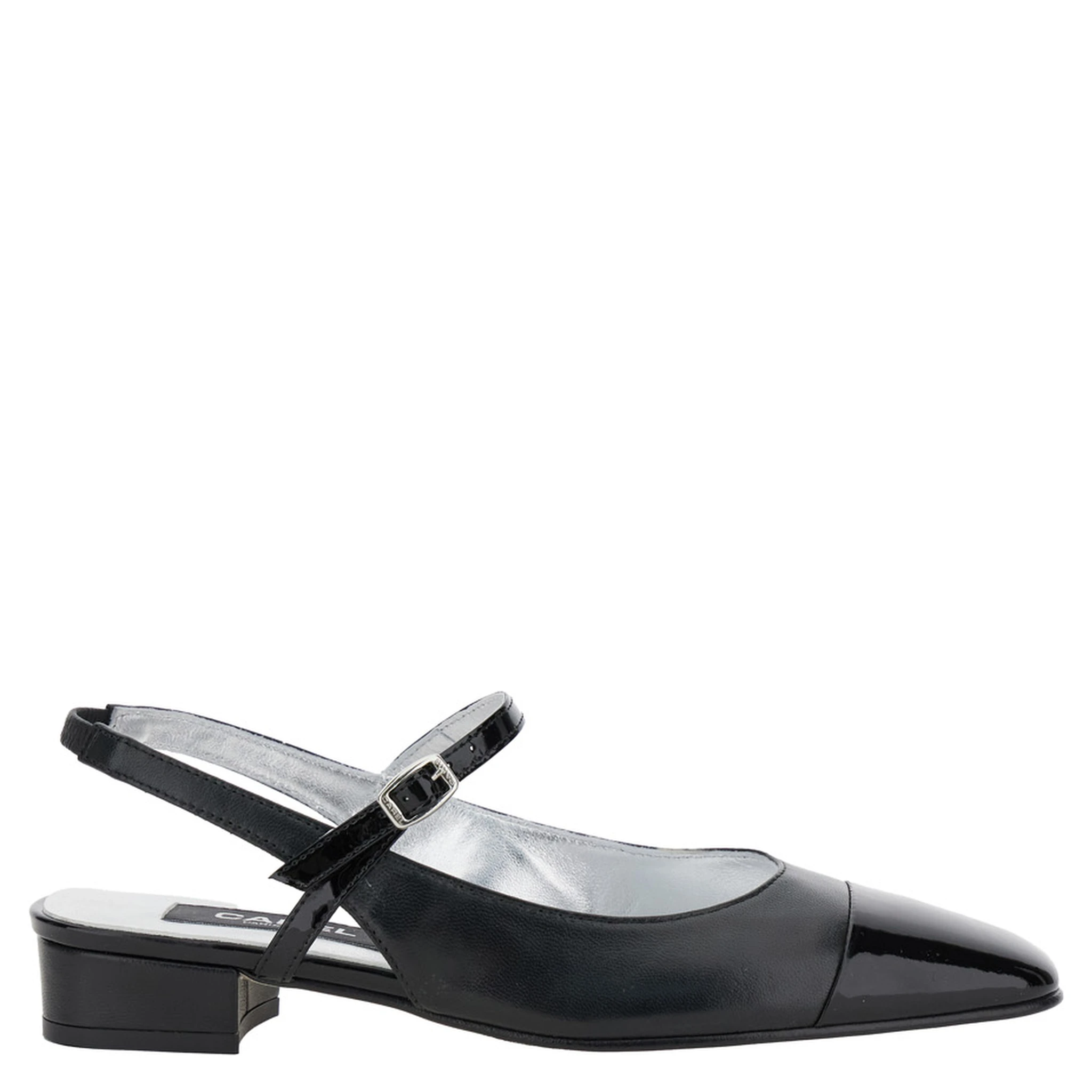 Oceano Black Slingback Ballet Shoes in Leather Woman