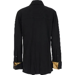 Black Shirt with Notebook Cuffs in Viscose Woman