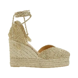 Cora Beige Wedges with Lace-Up Closure in Fabric Woman