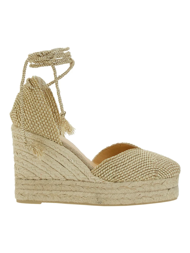 Cora Beige Wedges with Lace-Up Closure in Fabric Woman