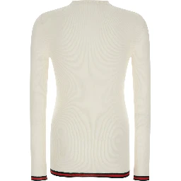 White Long Sleeved Top in Rib Silk Man