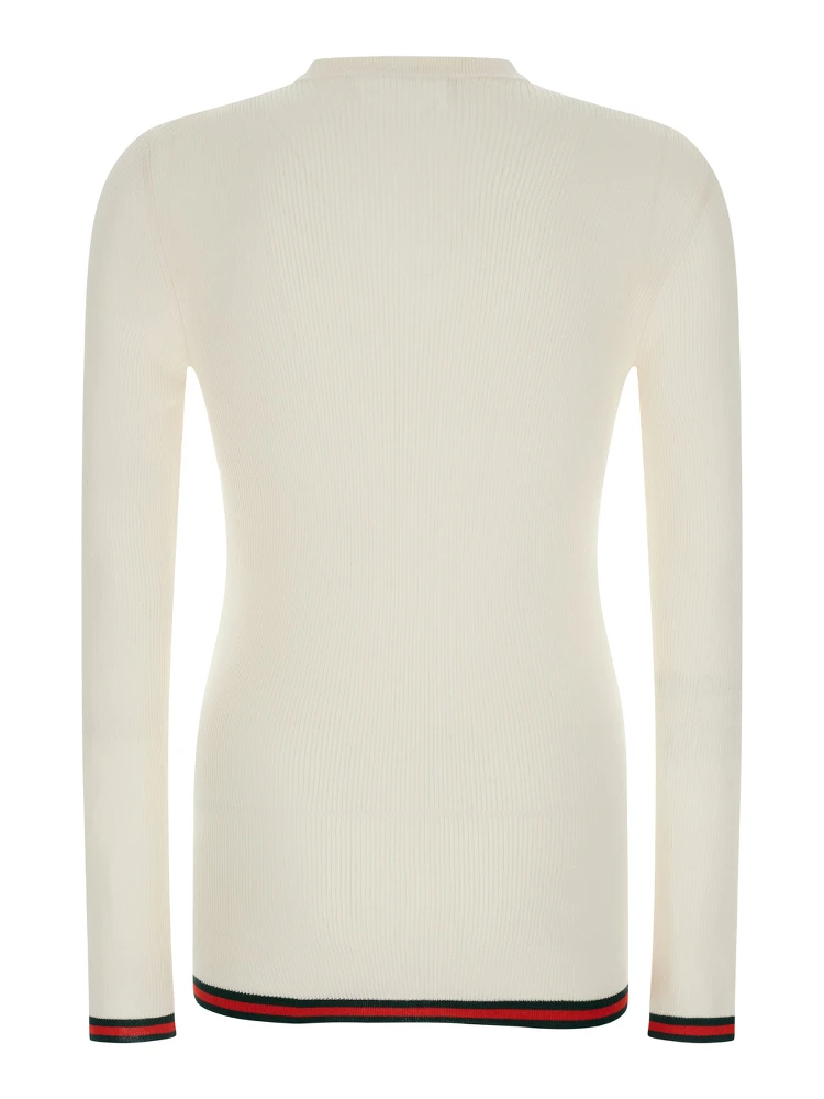 White Long Sleeved Top in Rib Silk Man alternative
