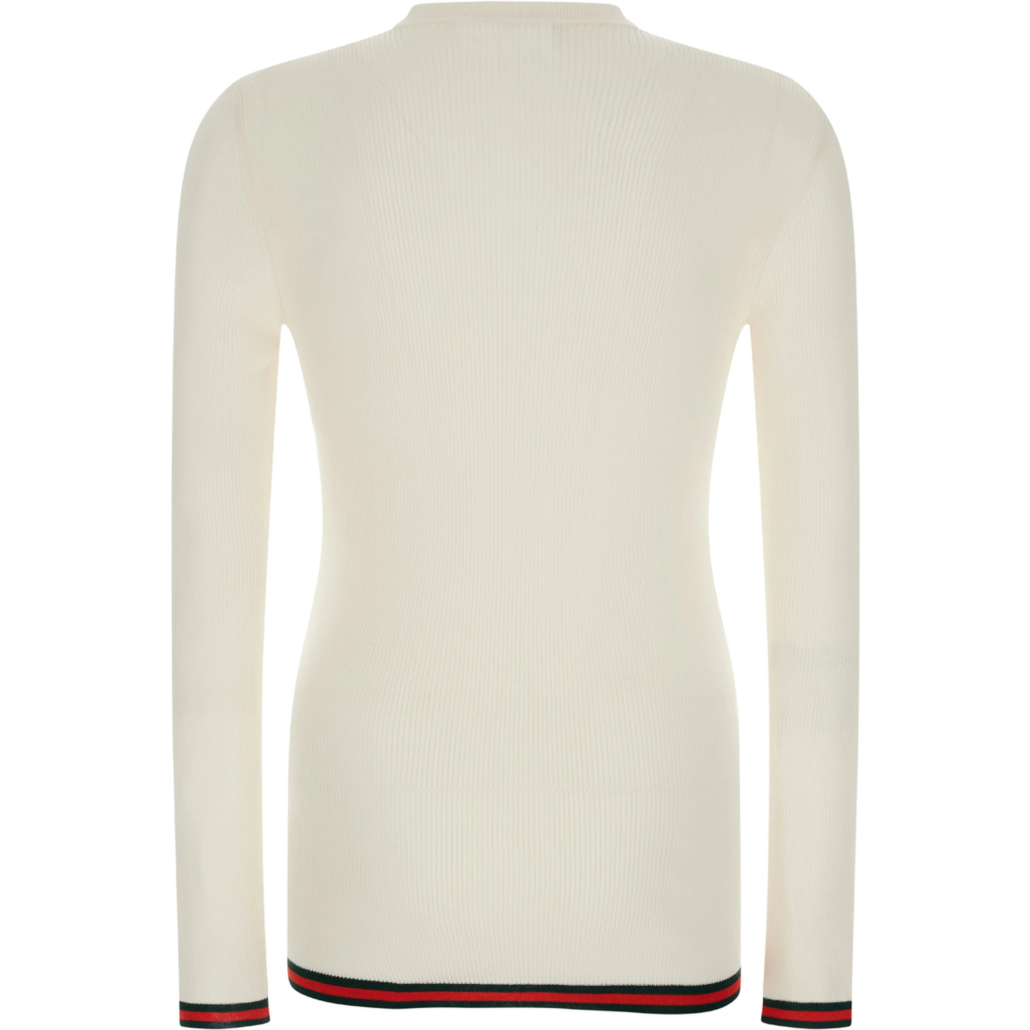 White Long Sleeved Top in Rib Silk Man