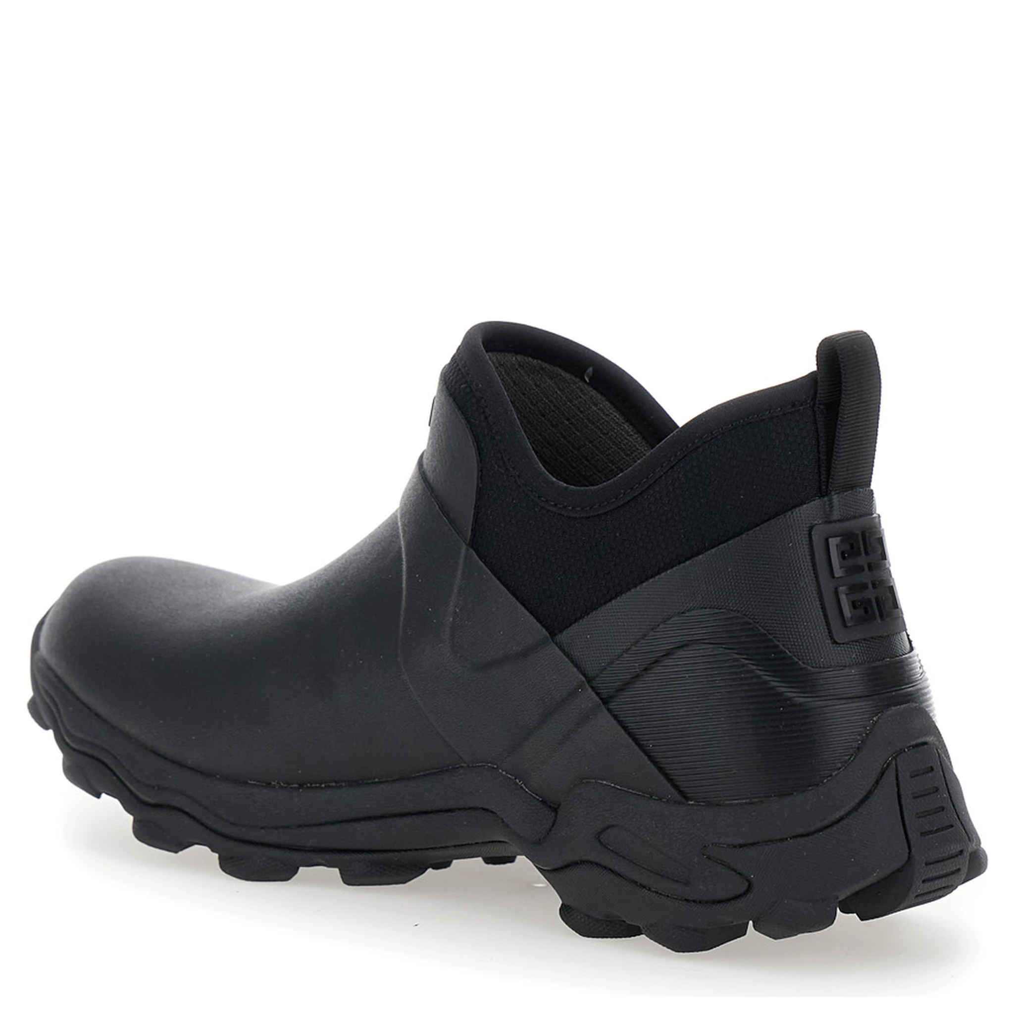 Black Ankle Boots with 4G Motif in Rubber and Fabric Man