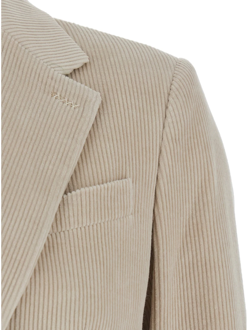 Kuban Beige Single-Breasted Jacket with Notched Revers in Cotton Blend Woman