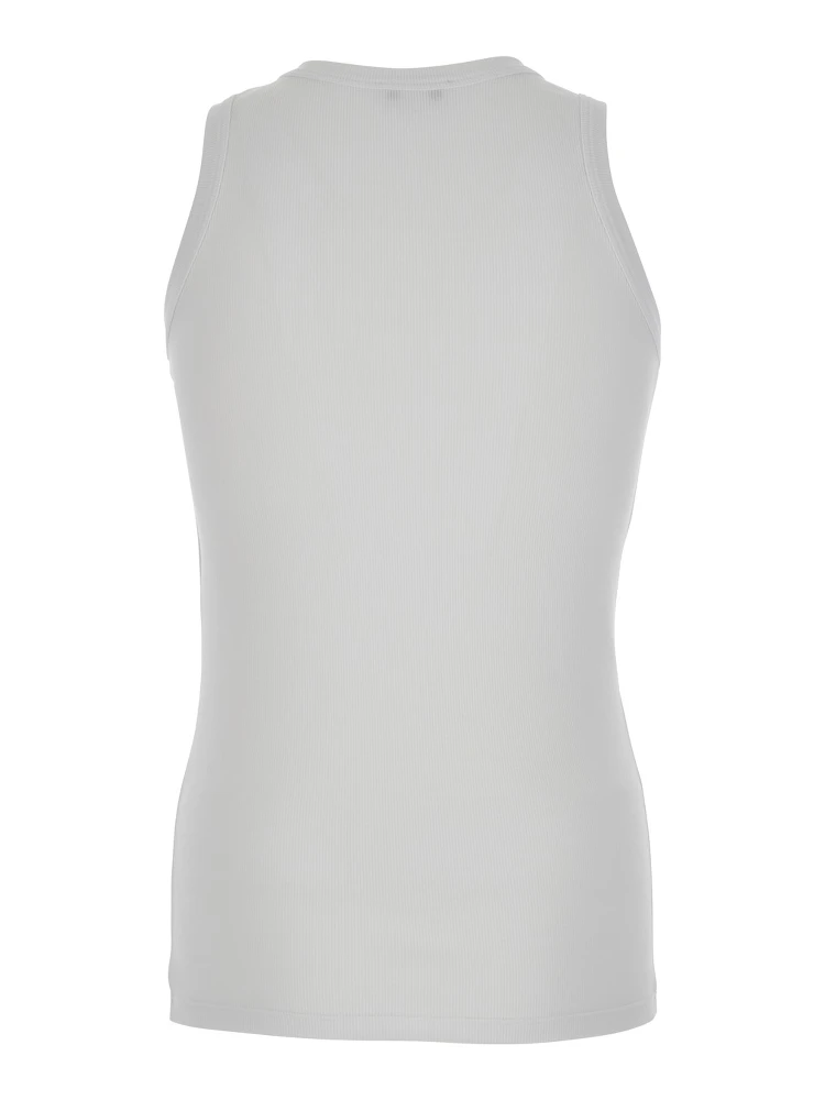 White Top with Upside Down Skull Embroidery on the Front in Cotton Jersey Man alternative