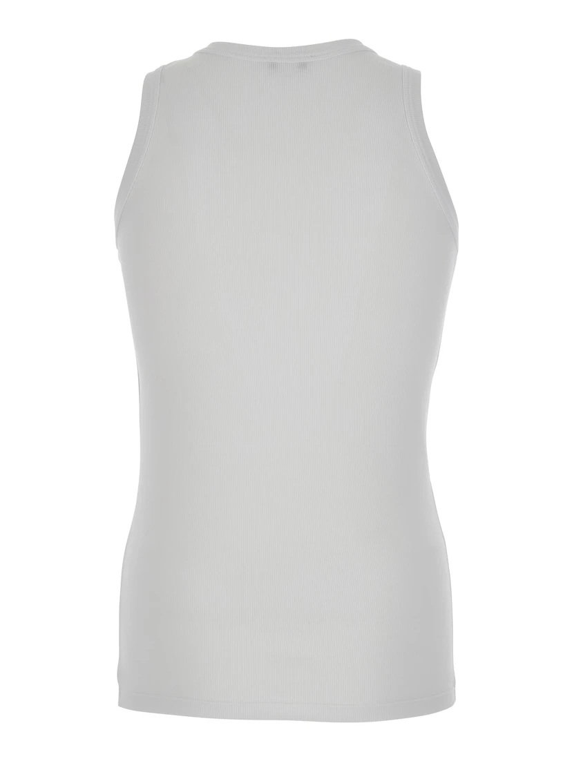 White Top with Upside Down Skull Embroidery on the Front in Cotton Jersey Man