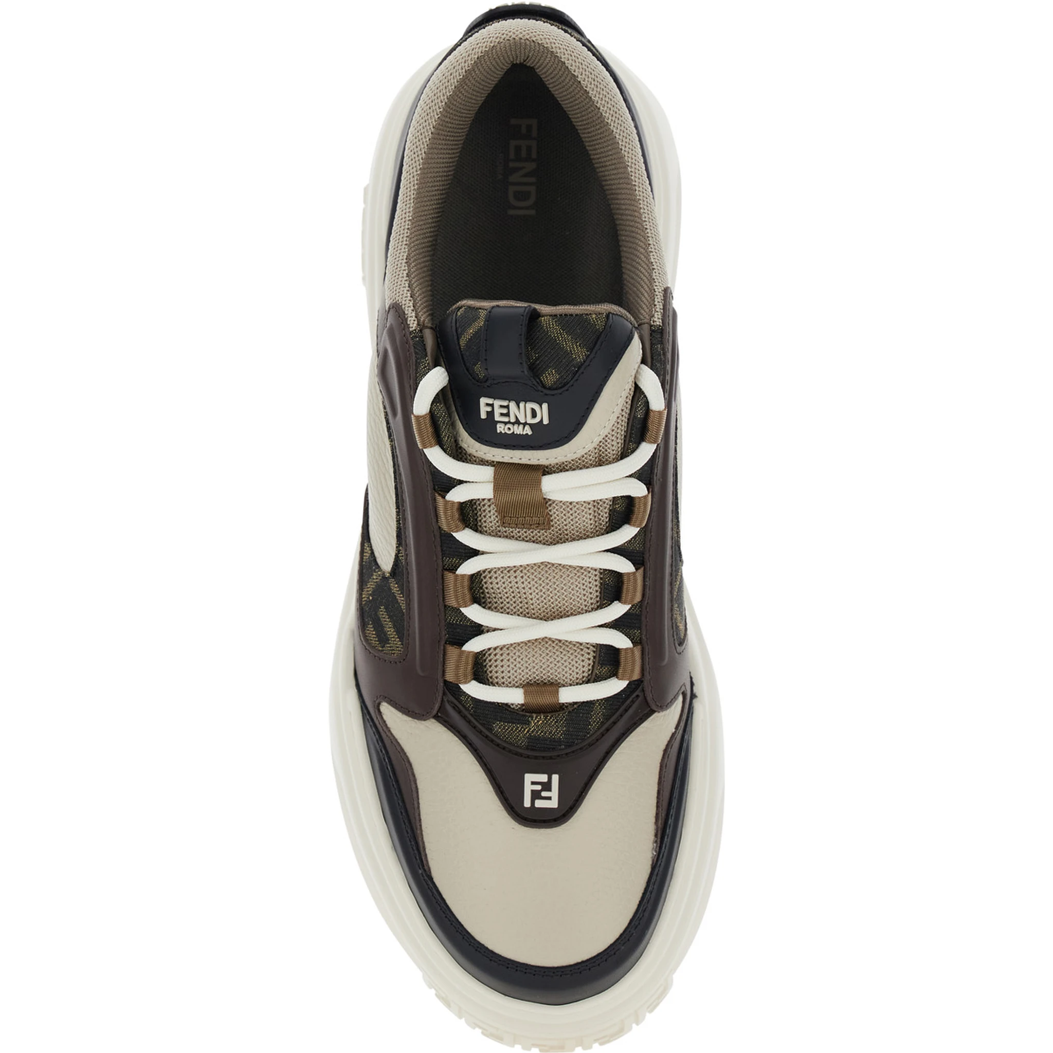 Force Brown Sneaker with FF Jacquard Details and Chunky Sole in Leather Man
