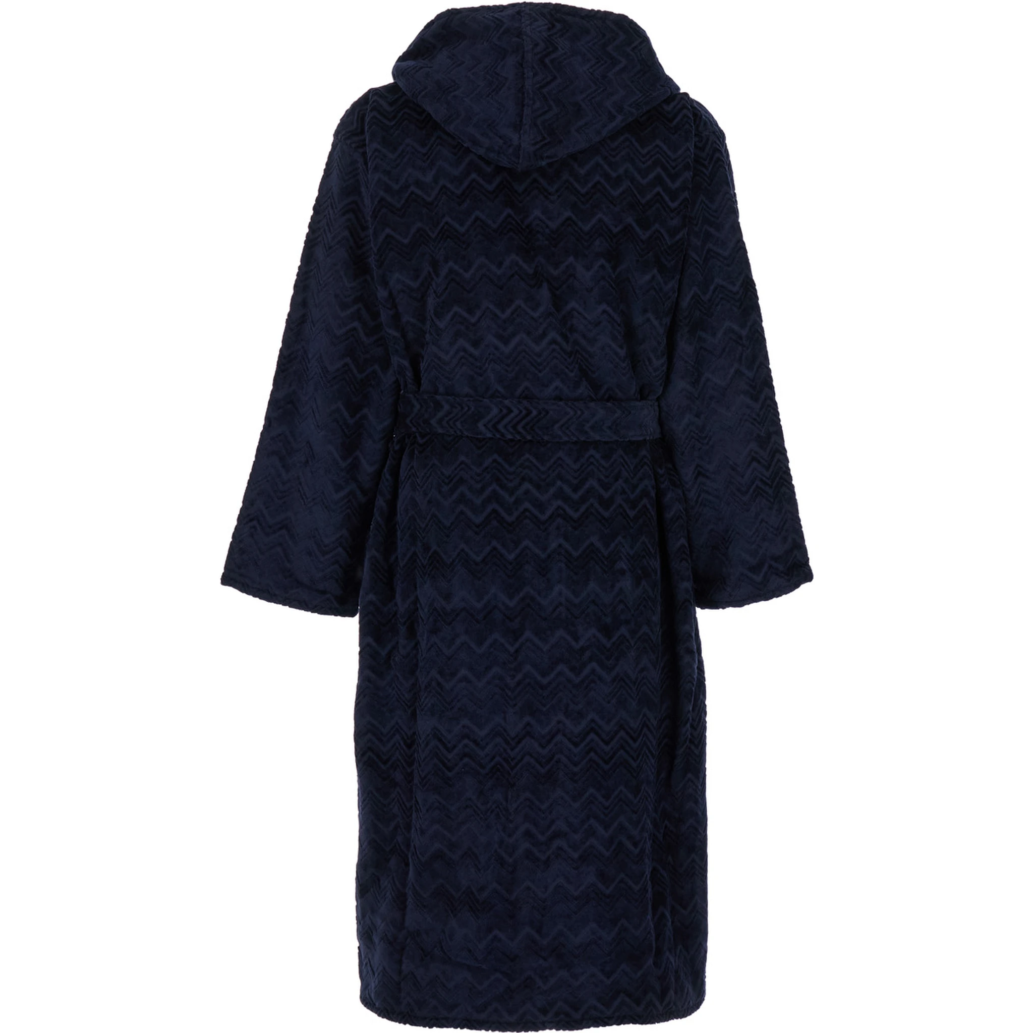 Blue Bathrobe with Zig Zag Motif in Cotton