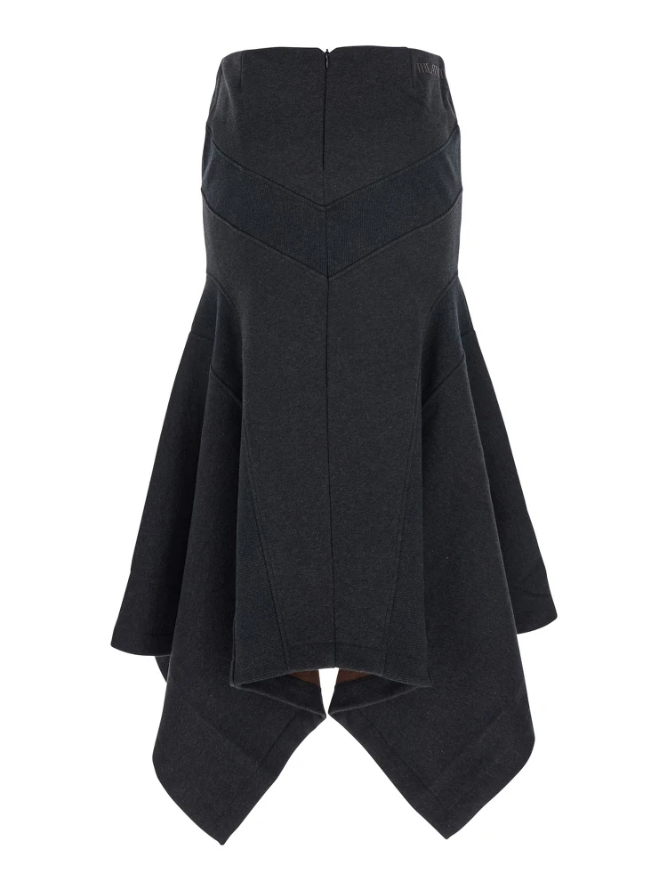 Grey Midi Skirt with Logo Lettering and Handkerchief Hem in Cotton Woman alternative