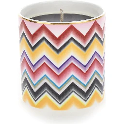 Multicolor Candle with Zigzag Motif in Porcelain
