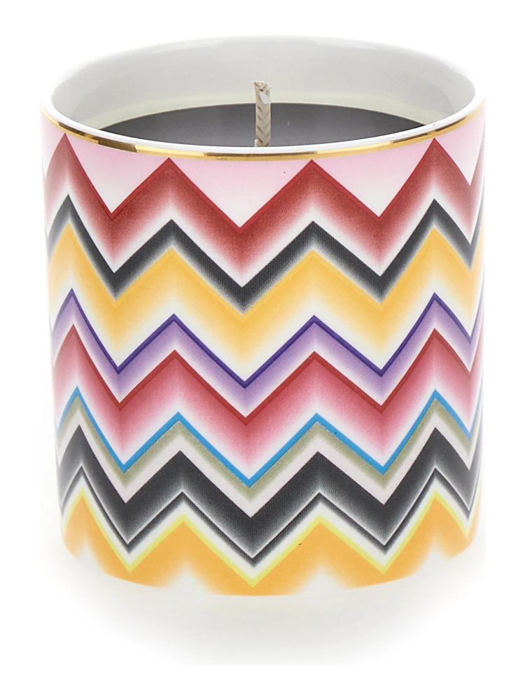 Multicolor Candle with Zigzag Motif in Porcelain alternative