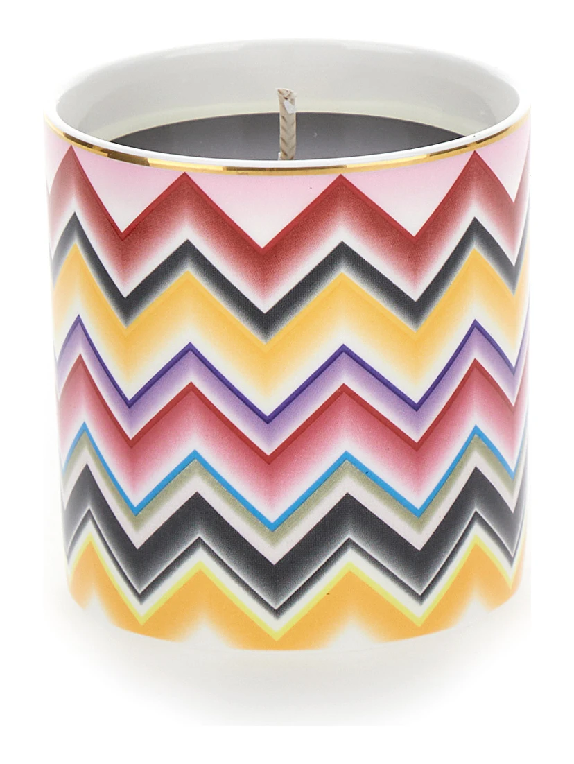Multicolor Candle with Zigzag Motif in Porcelain