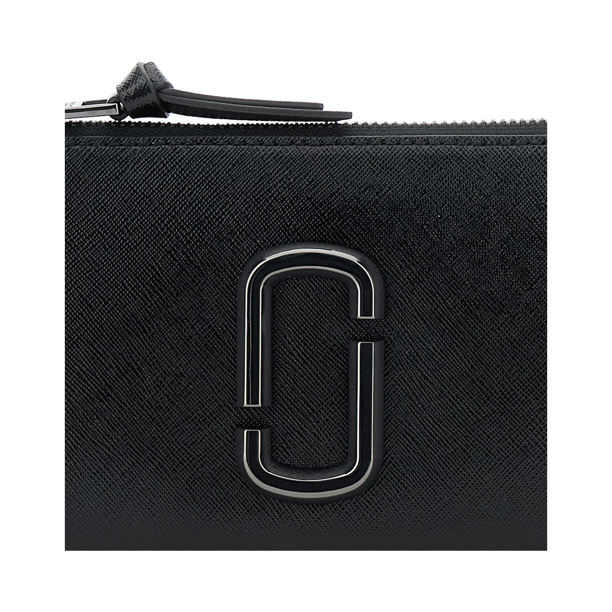 The Pochette Black Shoulder Bag with Removable Top Handle and Front Plaque in Leather Woman
