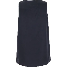 Filly Blue Sleeveless Top with Round Neck in Silk Woman