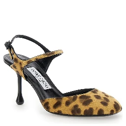 Pixie Brown Pumps with High Sculpted Heel and All-Over Leopard Print in Tech Fabric Woman
