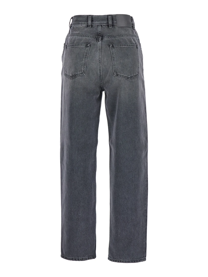 Grey Five-Pocket Jeans in Denim Woman
