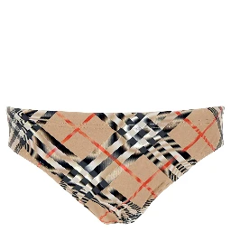 Beige Speedo with Check Motif in Polyamide Man