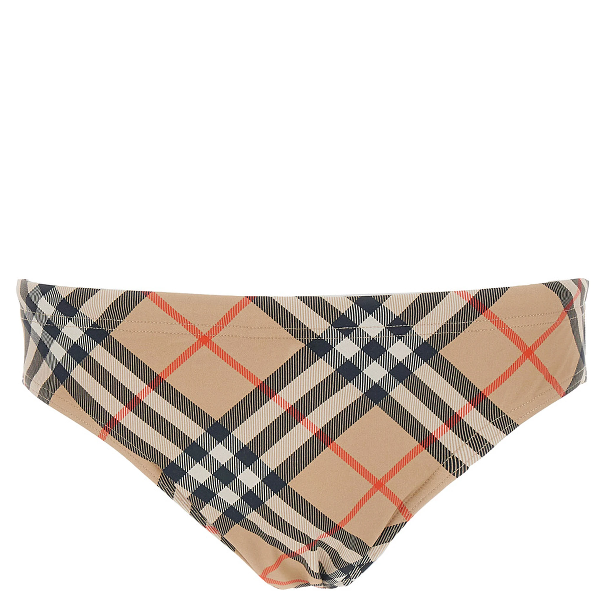 Beige Speedo with Check Motif in Polyamide Man