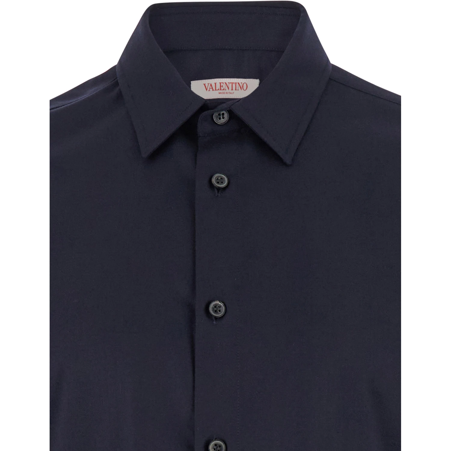 Blue Shirt with Classic Collar in Wool Blend Man