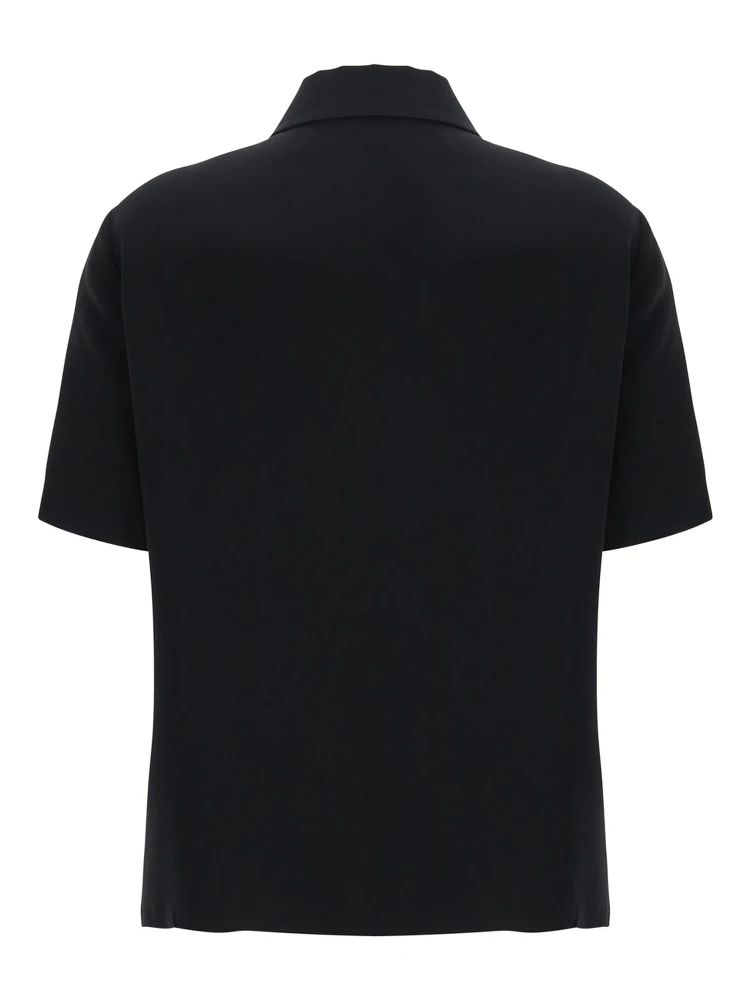 Black Polo Shirt with Classic Collar and Logo Lettering on the Front in Silk Woman alternative
