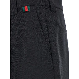 Black Bermuda Shorts with Web Detail in Wool Man