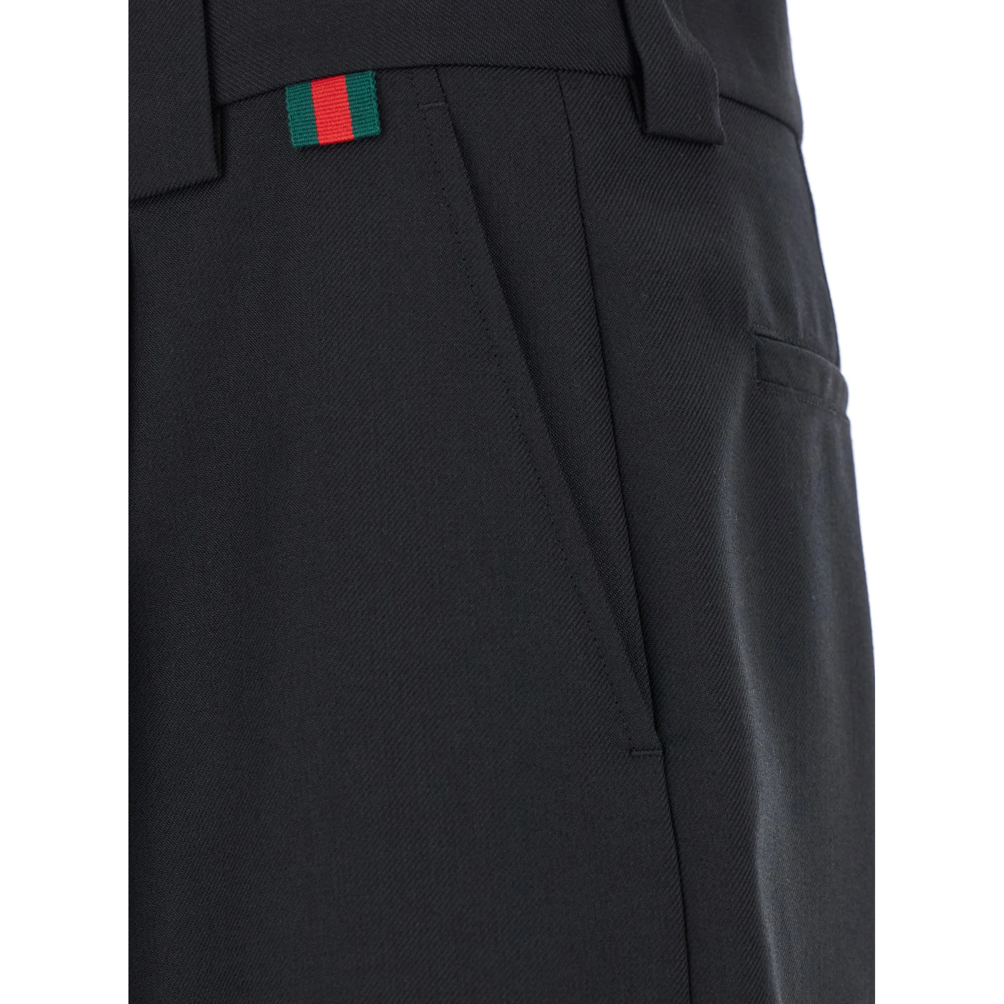 Black Bermuda Shorts with Web Detail in Wool Man