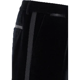 Black Pants with Belt Loops in Velvet Stretch Man