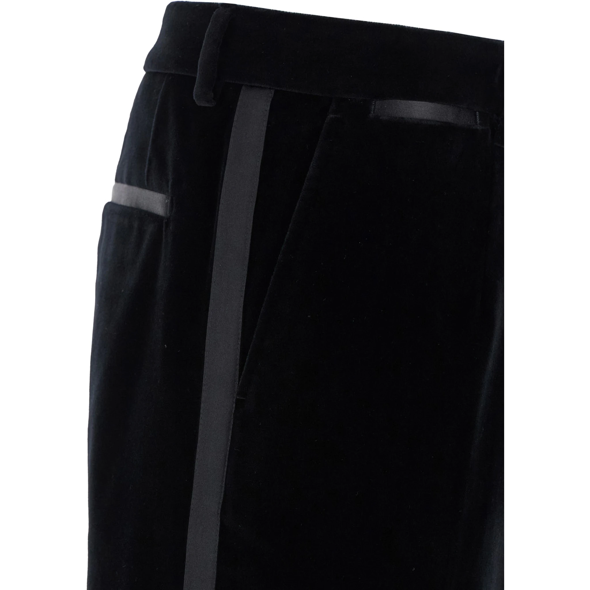 Black Pants with Belt Loops in Velvet Stretch Man