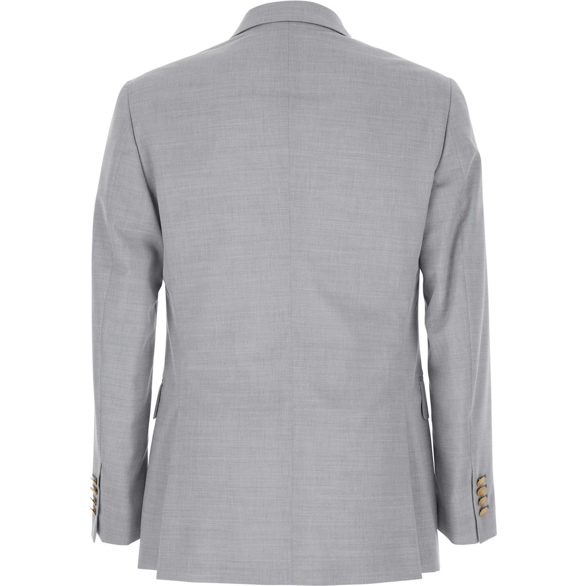 Grey Double Breasted Jacket with Peak Lapels in Virgin Wool and Cotton Blend Woman