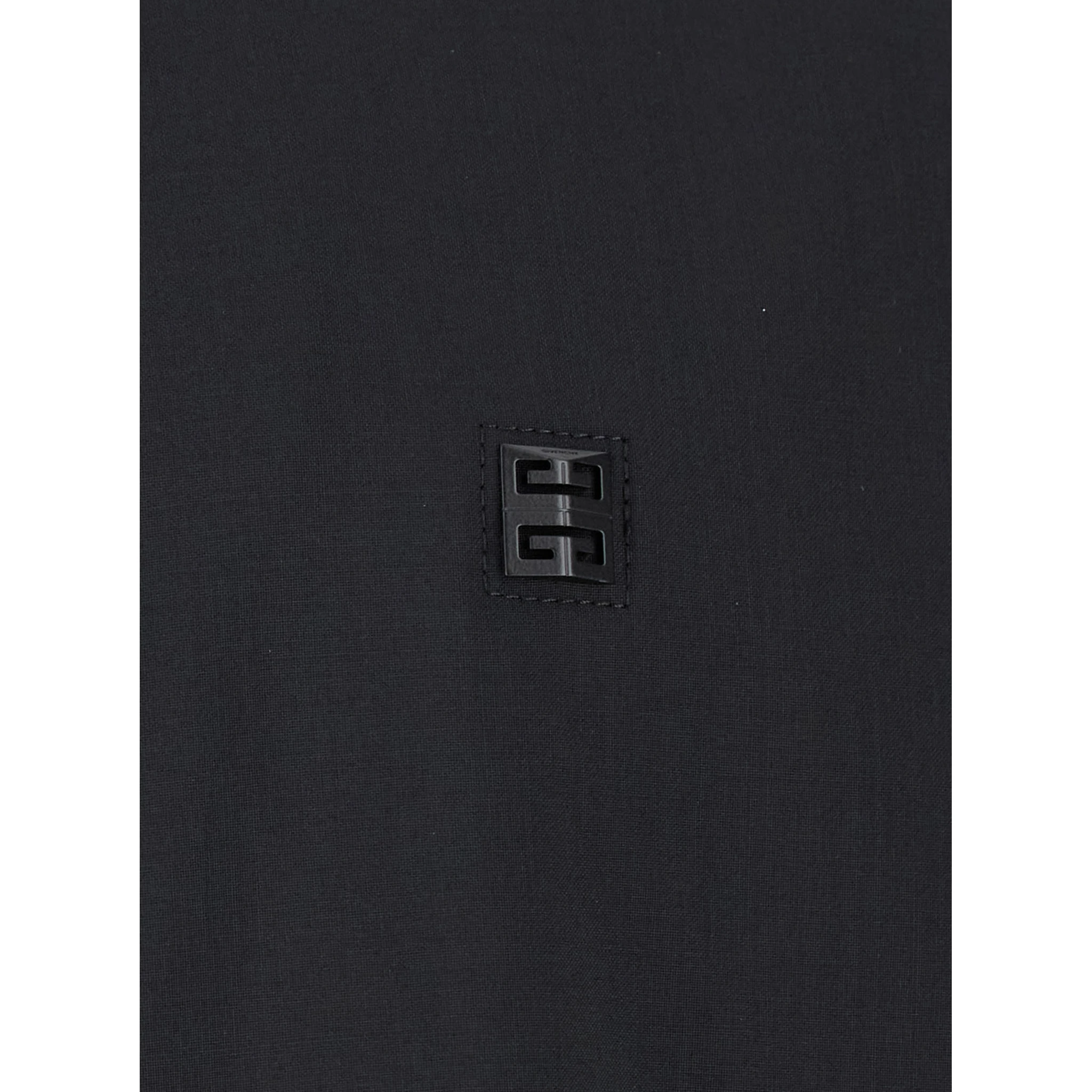 Black Zip-Up Hoodie with Logo Detail in Wool Man