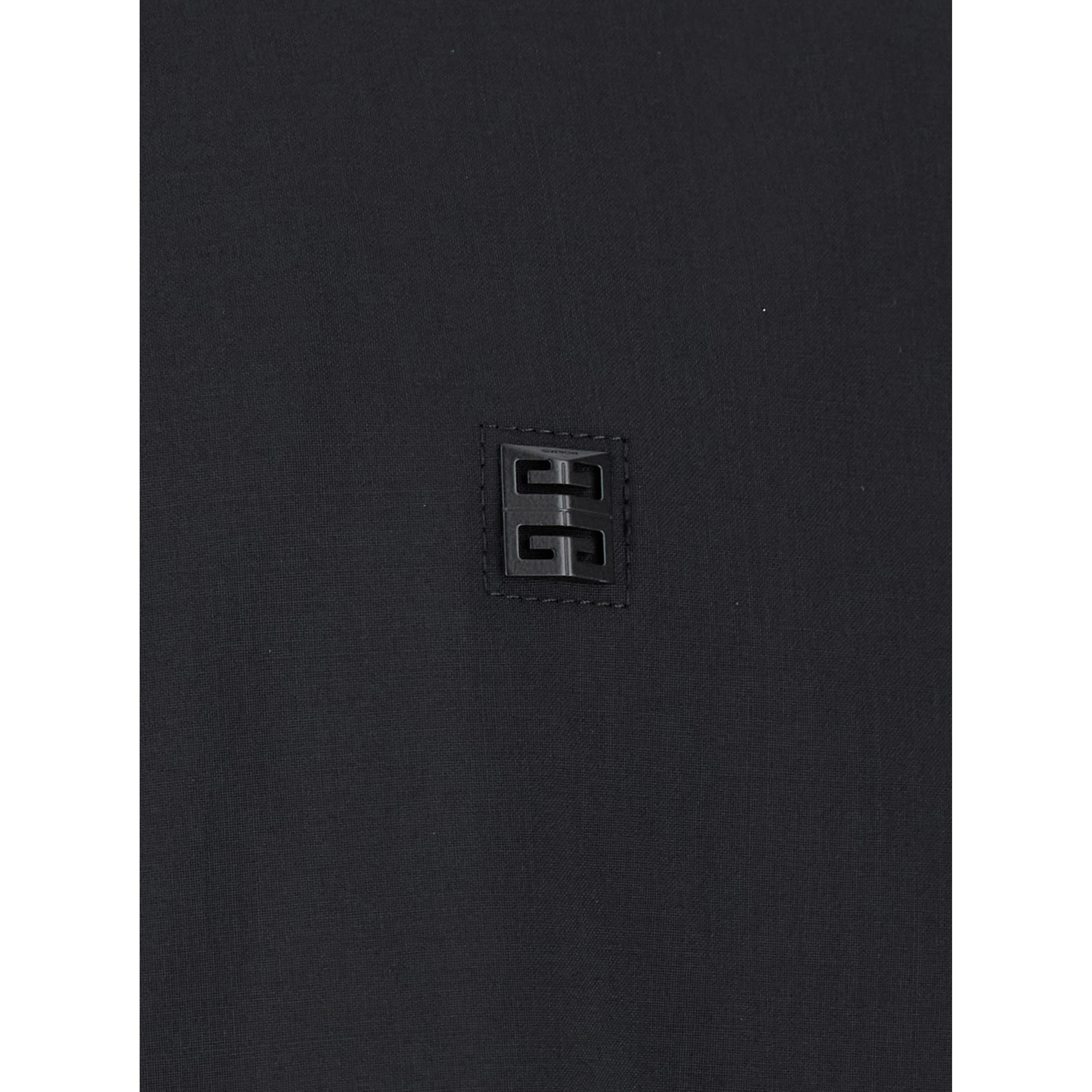 Black Zip-Up Hoodie with Logo Detail in Wool Man