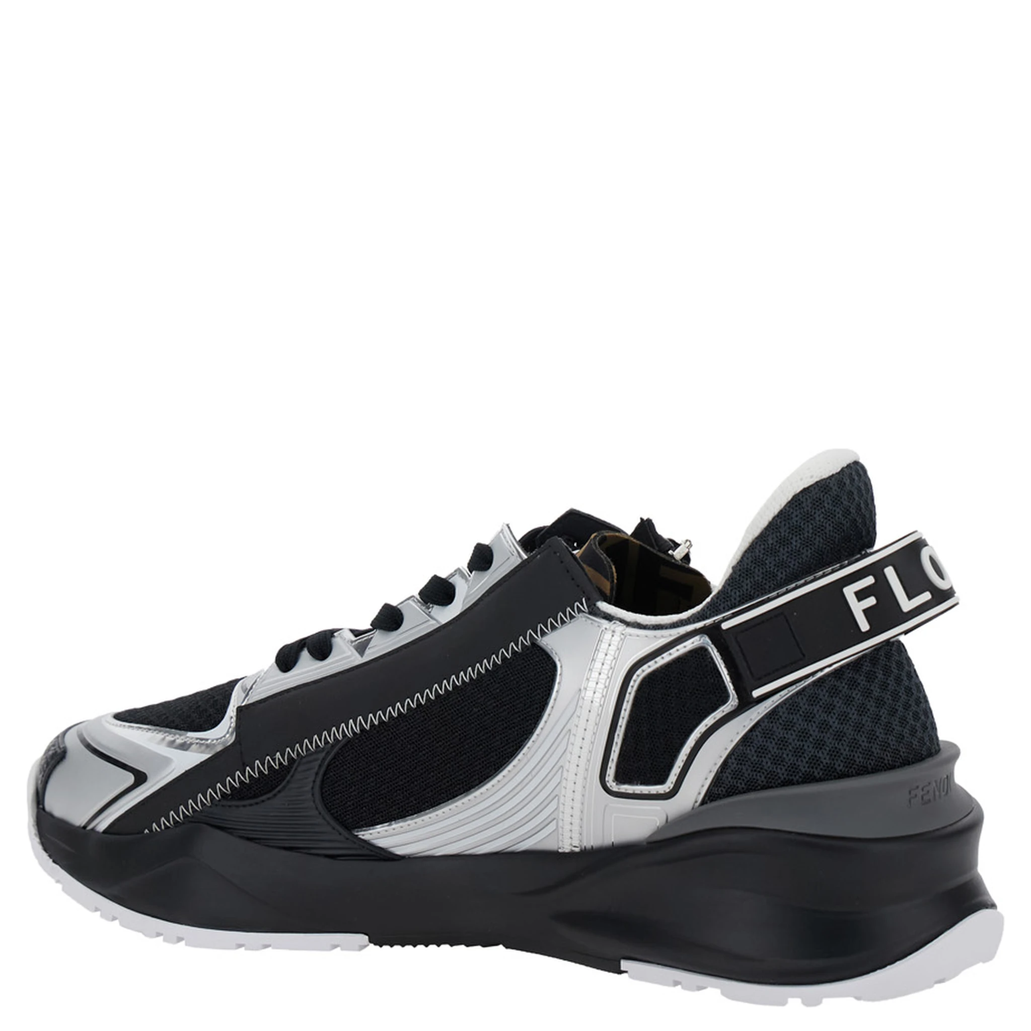 Fendi Flow Black Sneakers with Logo Lettering on Side and Heel in Tech Fabric Man