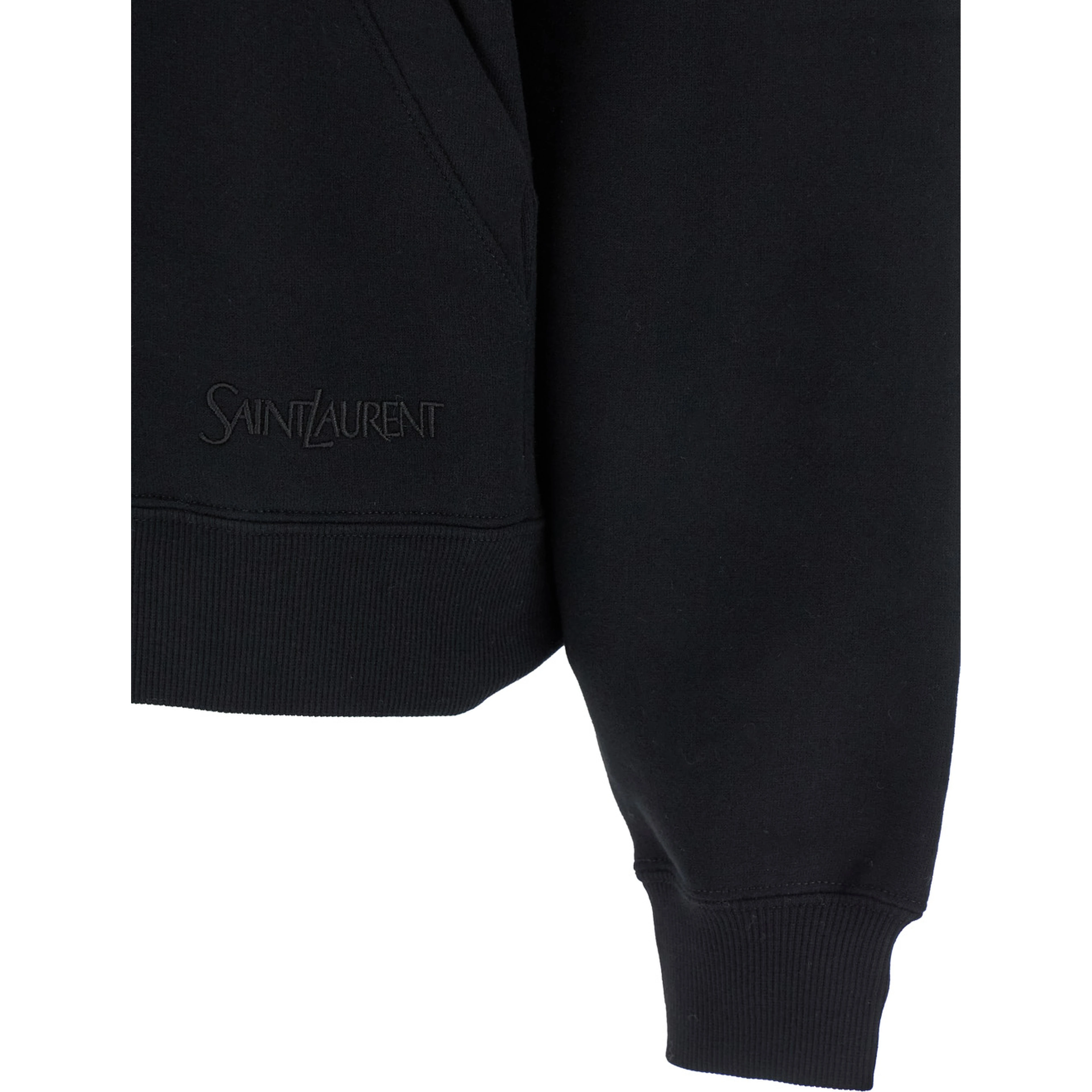 Black Hoodie with Kangaroo Pocket and Logo Lettering in Cotton Woman